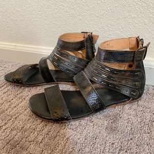 BED STU black leather sandals size 6
